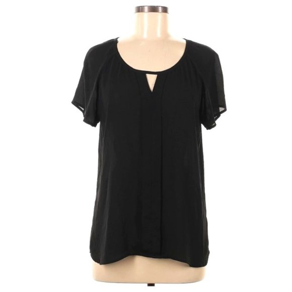 Ro & De Black Keyhole Lightweight Short Sleeve Blouse L - Picture 1 of 8